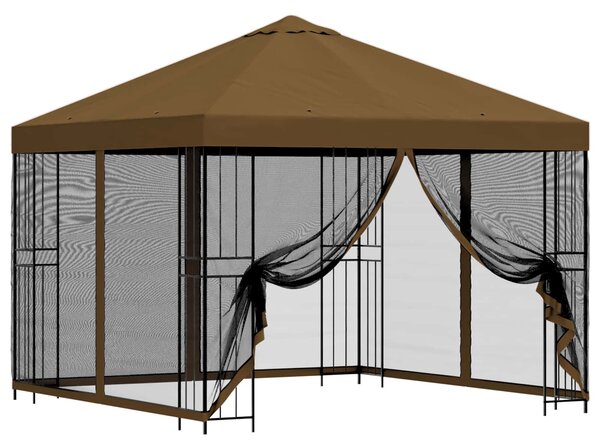 Zahradní altán se stěnami 3 x 3 m Taupe Polyester a ocel