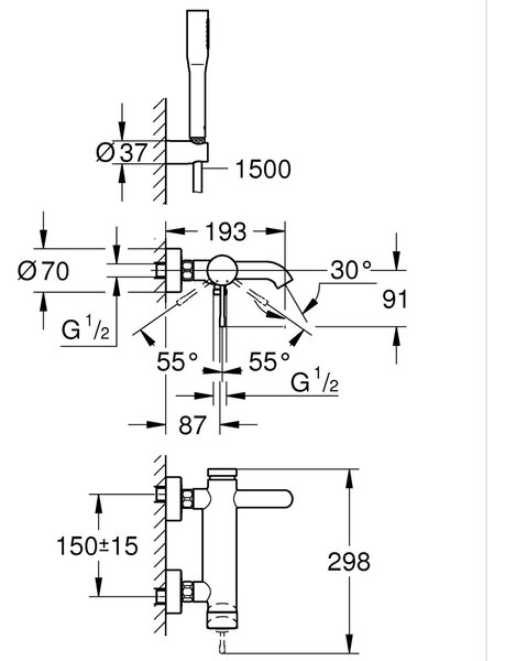 Grohe Essence New vanová baterie pod omítku černá 336282431