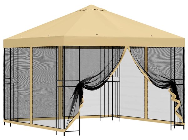 Zahradní altán se stěnami 3 x 3 m Krémová Polyester a ocel