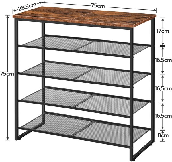 Botník Vasagle Mugy 75 cm černý/hnědý