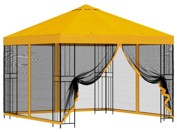 Zahradní altán se stěnami 3 x 3 m Žlutá Polyester a ocel