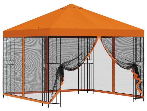Zahradní altán se stěnami 3 x 3 m Oranžová Polyester a ocel