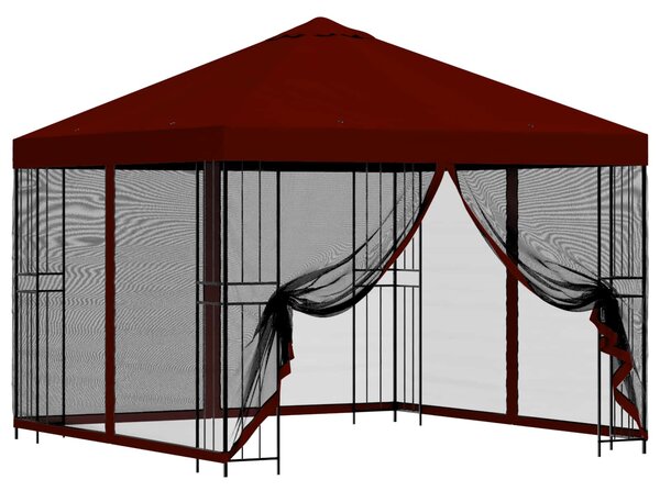 Zahradní altán se stěnami 3 x 3 m Vínová Polyester a ocel
