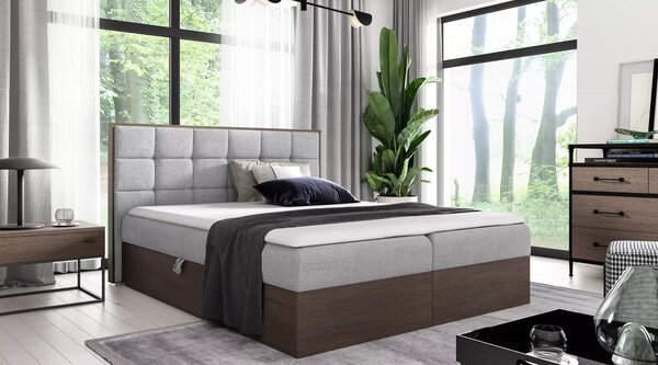 Jednolůžková postel 120x220 CHANTELLE 1 - tmavý dub / popelavá + topper ZDARMA