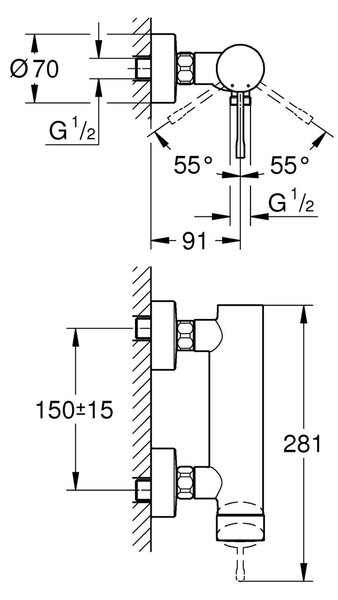 Grohe Essence New sprchová baterie nastěnná s termostatem černá 336362431