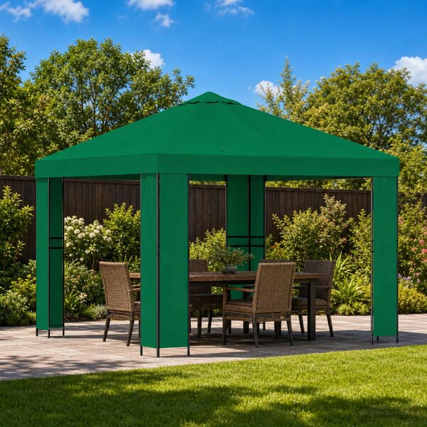 Altán 3 x 3 m Zelená Polyester a ocel 190 gsm