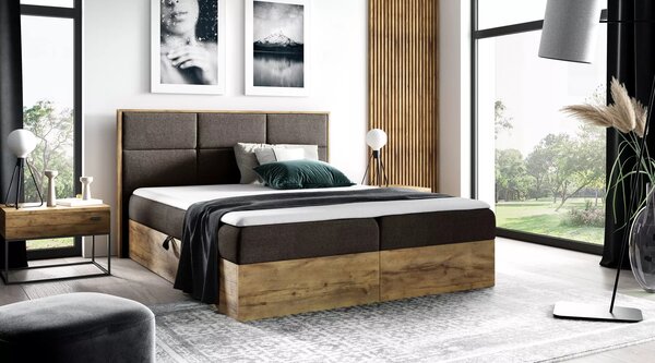 Jendolůžková postel CHANTELLE 2 - 120x220, hnědá + topper ZDARMA