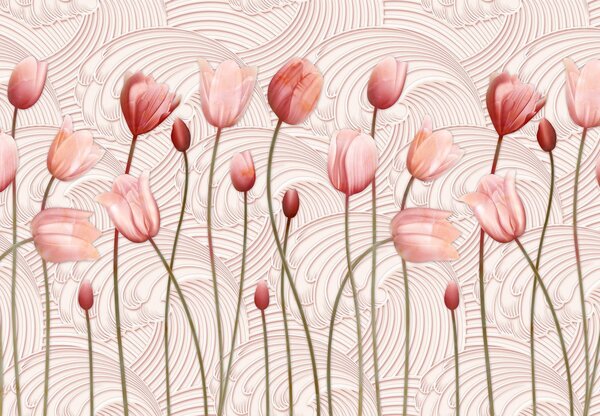 Fototapeta - Růžové tulipány (245x170 cm)