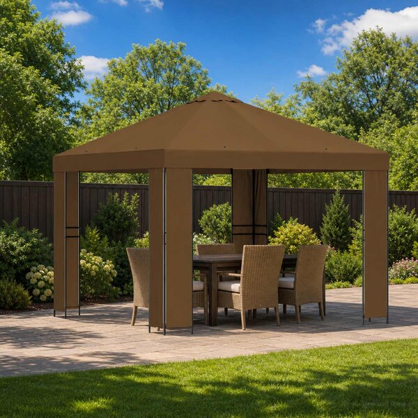 Altán 3 x 3 m Taupe Polyester a ocel 190 gsm