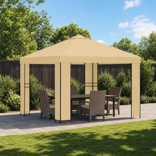 Altán 3 x 3 m Krémová Polyester a ocel 190 gsm