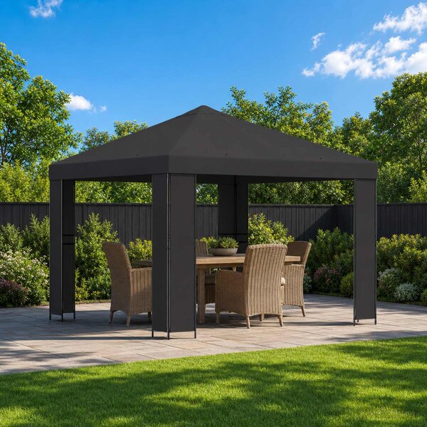 Altán 3 x 3 m Antracitová Polyester a ocel 190 gsm