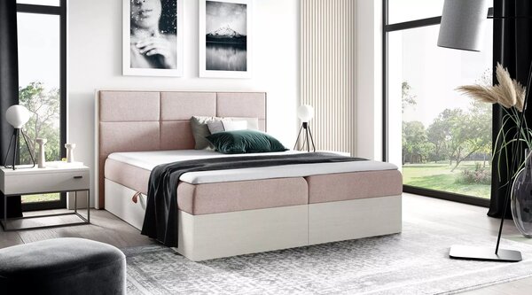 Jednolůžková postel 120x220 CHANTELLE 2 - nordic teak / růžová + topper ZDARMA