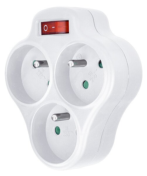 SOLIGHT Zásuvka rozbočovací s vypínačem P99 3x 230V/10A, bílá