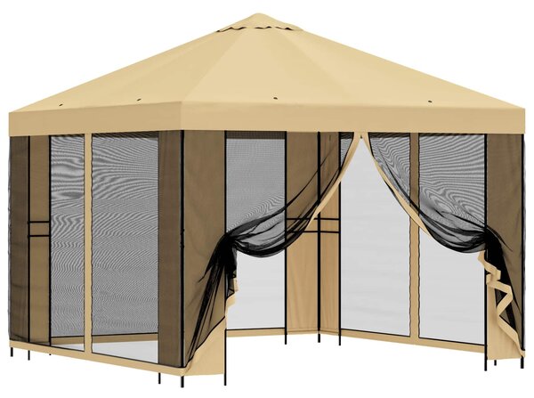Zahradní altán se stěnami 3 x 3 m Krémová Polyester a ocel