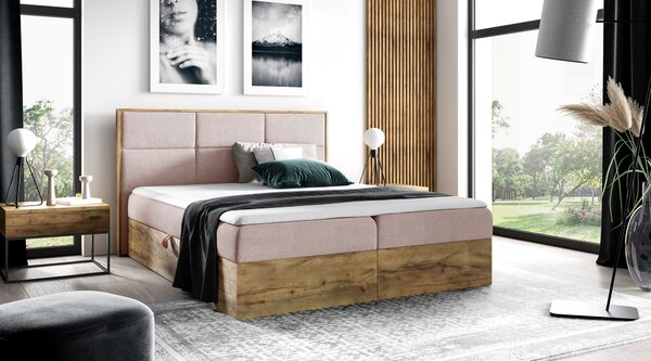 Jendolůžková postel CHANTELLE 2 - 120x220, růžová + topper ZDARMA
