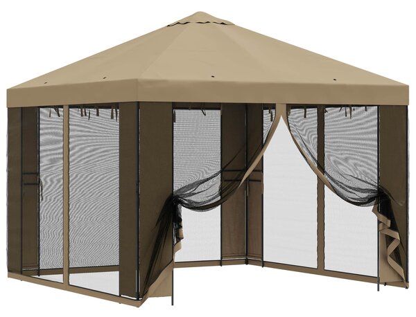 Zahradní altán se stěnami 3 x 3 m Béžová Polyester a ocel