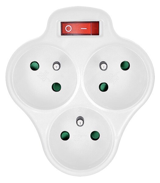 SOLIGHT Zásuvka rozbočovací s vypínačem P99 3x 230V/10A, bílá