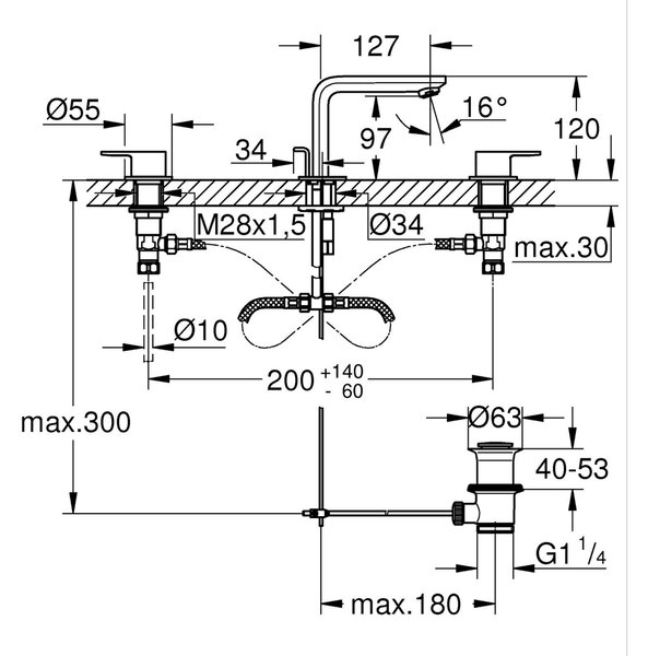Grohe Lineare New umyvadlová baterie stojící černá 203042431