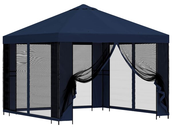 Zahradní altán se stěnami 3 x 3 m Modrá Polyester a ocel