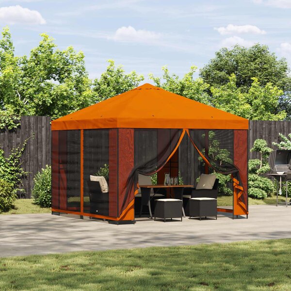 Zahradní altán se stěnami 3 x 3 m Oranžová Polyester a ocel