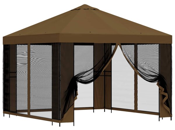 Zahradní altán se stěnami 3 x 3 m Taupe Polyester a ocel