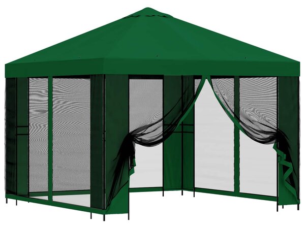 Zahradní altán se stěnami 3 x 3 m Zelená Polyester a ocel