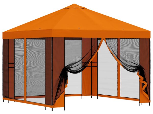 Zahradní altán se stěnami 3 x 3 m Oranžová Polyester a ocel