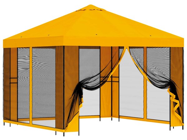 Zahradní altán se stěnami 3 x 3 m Žlutá Polyester a ocel