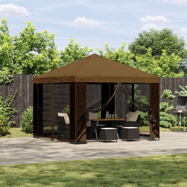 Zahradní altán se stěnami 3 x 3 m Taupe Polyester a ocel