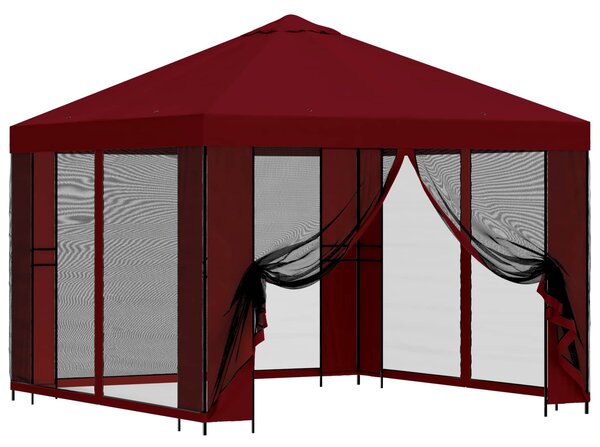 Zahradní altán se stěnami 3 x 3 m Vínová Polyester a ocel