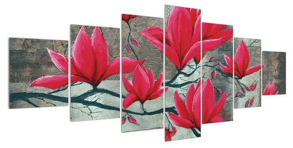 Obraz červených květů (210x100 cm)