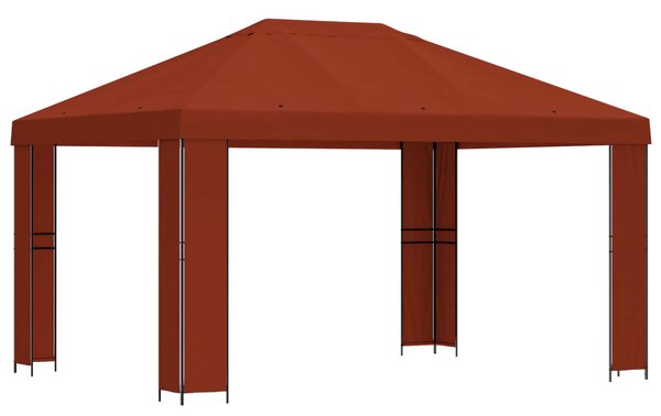 Altán 4 × 3 m Cihlová Polyester a ocel 190 gsm