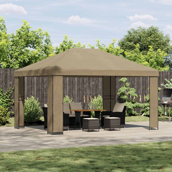 Altán 4 × 3 m Béžová Polyester a ocel 190 gsm