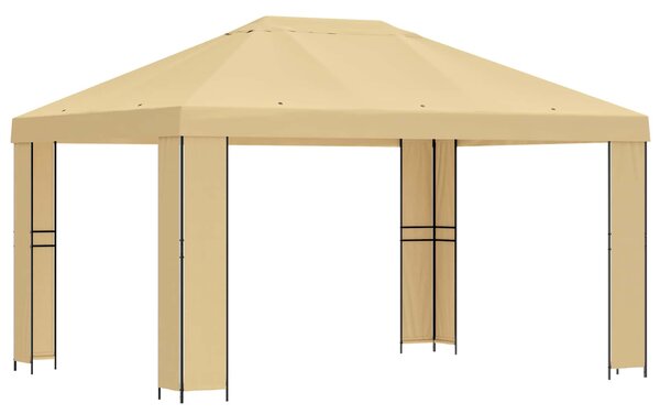 Altán 4 × 3 m Krémová Polyester a ocel 190 gsm