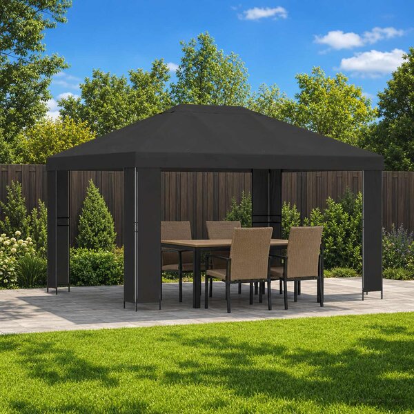 Altán 4 × 3 m Antracitová Polyester a ocel 190 gsm