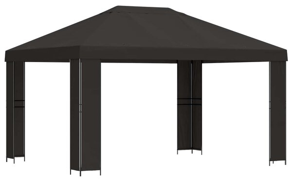 Altán 4 × 3 m Antracitová Polyester a ocel 190 gsm