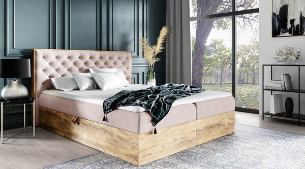 Jednolůžková postel CHANTELLE 3 - 120x220, růžová + topper ZDARMA