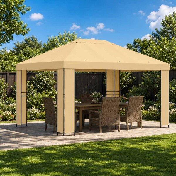 Altán 4 × 3 m Krémová Polyester a ocel 190 gsm