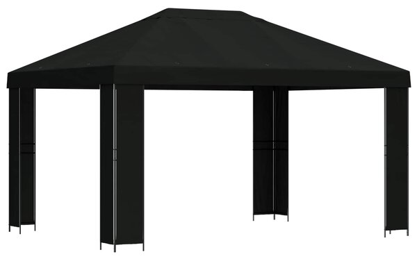 Altán 4 × 3 m Černá Polyester a ocel 190 gsm