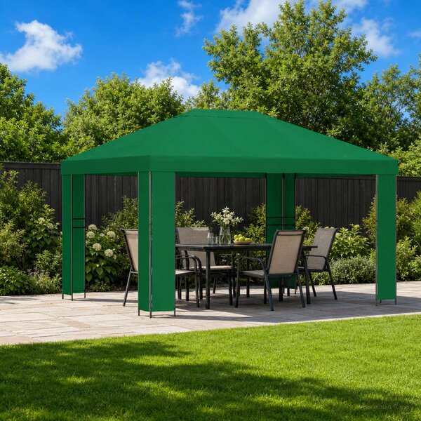 Altán 4 × 3 m Zelená Polyester a ocel 190 gsm