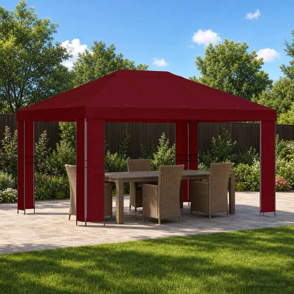 Altán 4 × 3 m Vínová Polyester a ocel 190 gsm