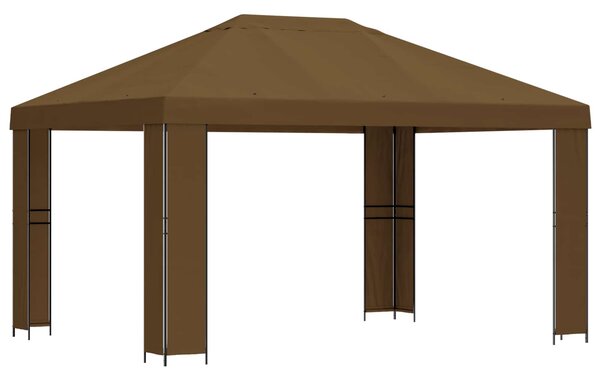 Altán 4 × 3 m Taupe Polyester a ocel 190 gsm
