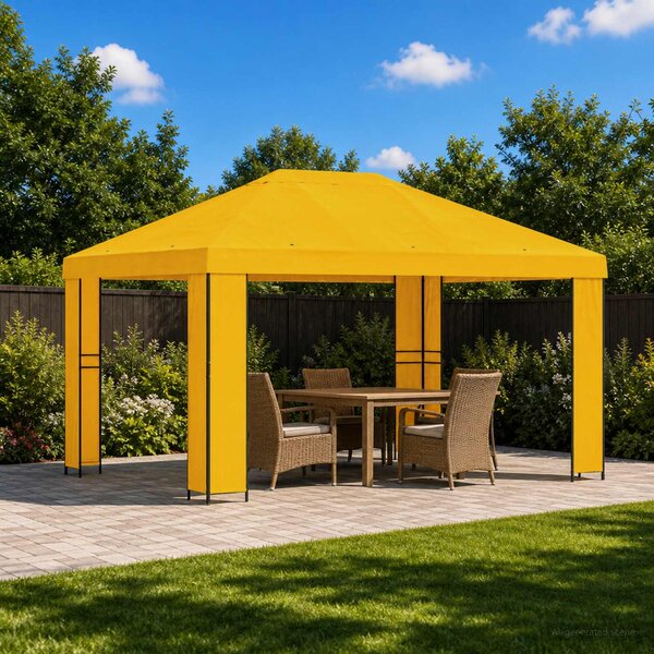 Altán 4 × 3 m Žlutá Polyester a ocel 190 gsm
