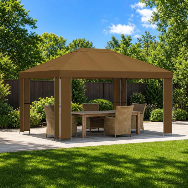 Altán 4 × 3 m Taupe Polyester a ocel 190 gsm