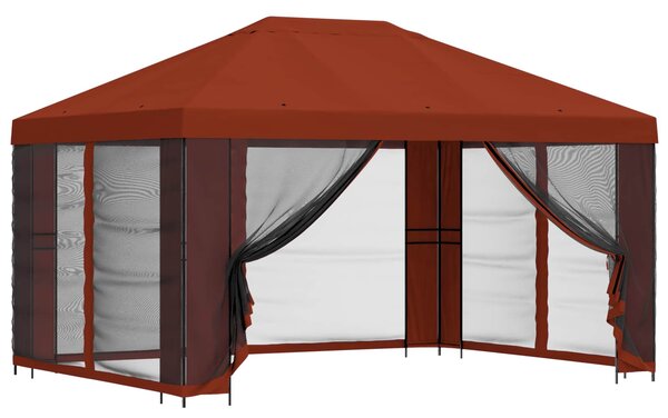 Altán s bočními stěnami 4 × 3 m Cihlová Polyester a ocel
