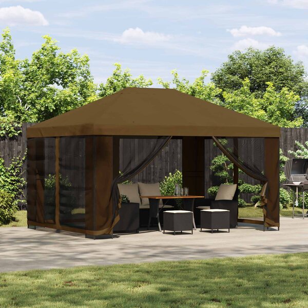Zahradní altán se stěnami 4 × 3 m Taupe Polyester a ocel