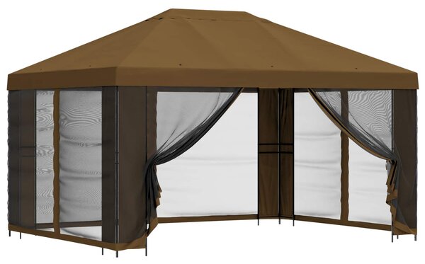 Zahradní altán se stěnami 4 × 3 m Taupe Polyester a ocel