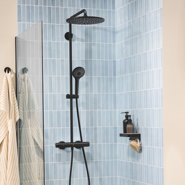 Grohe Vitalio Joy sprchová sada na stěnu s termostatem s dešťovou sprchou černá 264002431