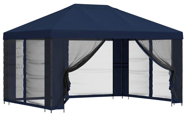 Zahradní altán se stěnami 4 × 3 m Modrá Polyester a ocel