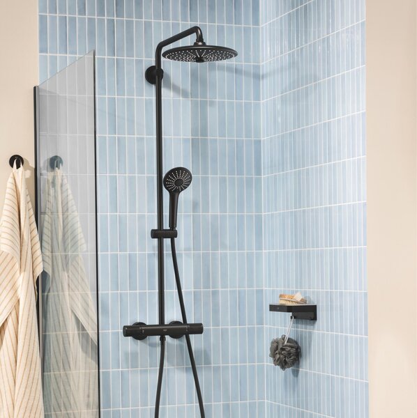 Grohe Vitalio Joy sprchová sada na stěnu s termostatem s dešťovou sprchou černá 264032432